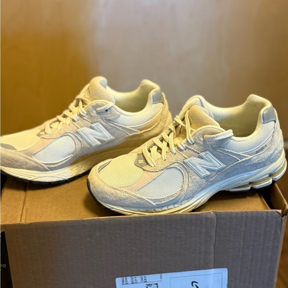 New Balance Beige and White Running Shoes